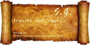 Ireczki Györgyi névjegykártya